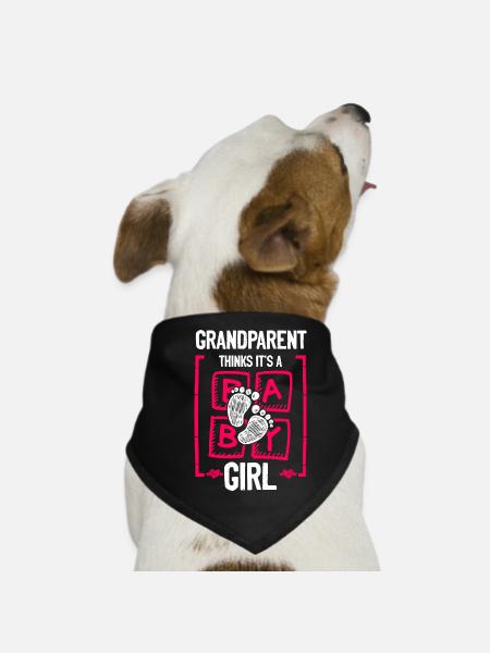 Grandparent Thinks It's a Girl Gender Reveal Funny - Dog Bandana - black - Front