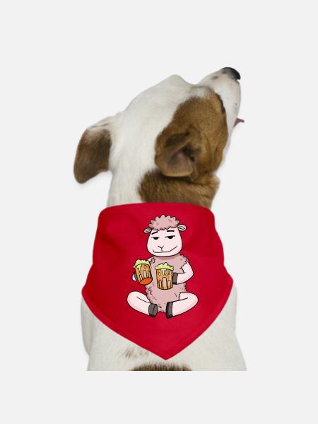 Sheep with beer glasses Beer Drinking alcohol - Dog Bandana - red - Front