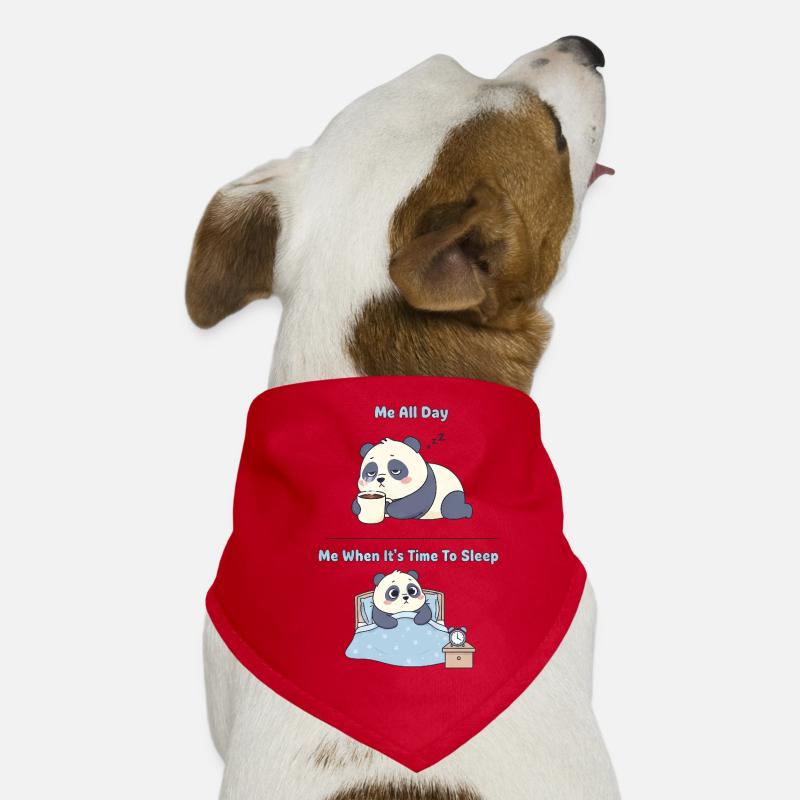 Mignon panda dessin animé insomniaque fatigué travail de bureau Bandana pour chien
