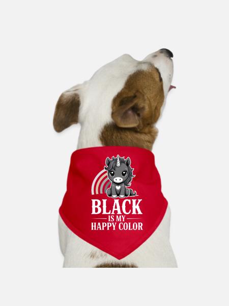 Schwarz ist mein fröhliches Farbeinhorn - Hunde-Bandana - Rot - Vorne