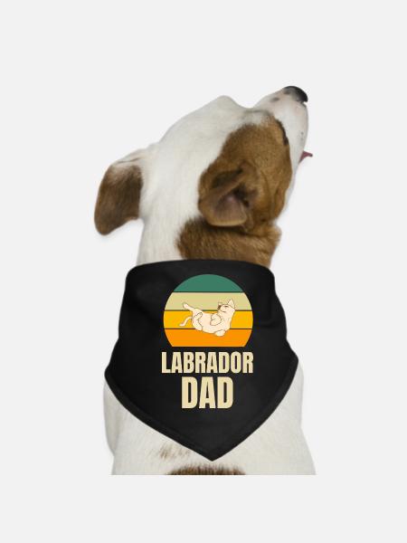 Retro Dogs Papa Cadeau fête des pères Labrador - Bandana pour chien - noir - Devant