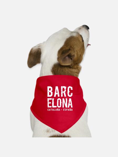 Barcelona, Catalonia, Spain, Mediterranean Sea - Dog Bandana - red - Front