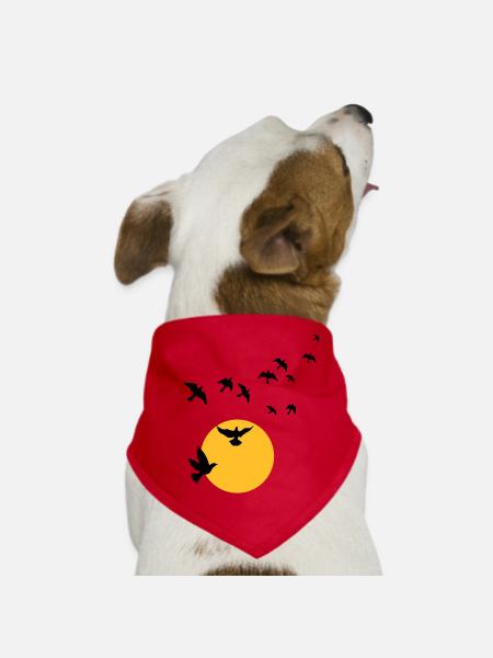 Vögel im Sonnenuntergang - Hunde-Bandana - Rot - Vorne