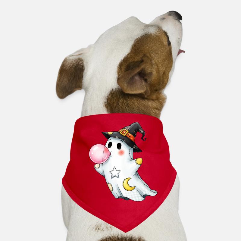 Fantôme de dessin animé patchwork avec bulle de chewing-gum Bandana pour chien