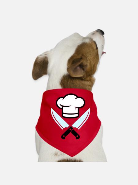 Chef's Hat Knife Logo - Dog Bandana - red - Front