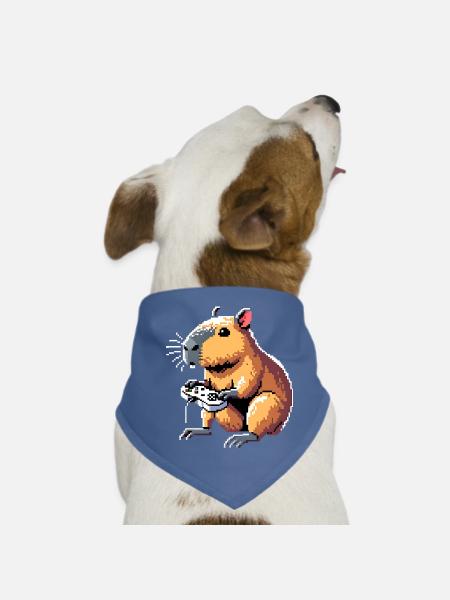 Pixel Art Video Games Gamer Capybara - Dog Bandana - red - Front