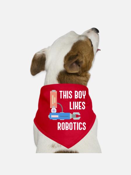 Junge mag Robotik ironisches Sprichwort Mechaniker - Hunde-Bandana - Rot - Vorne
