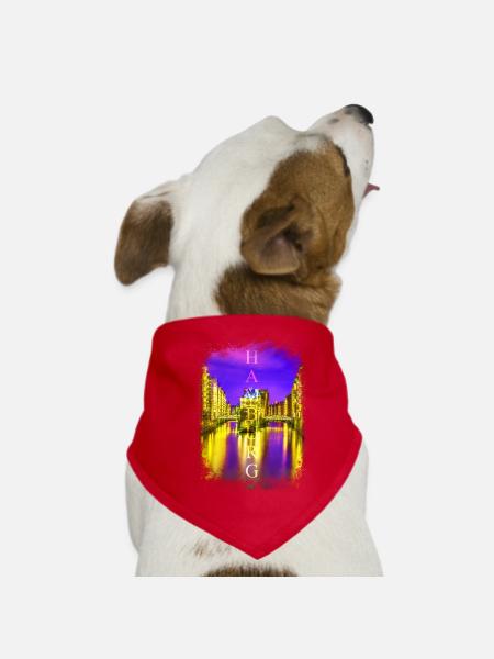 Hamburg St Pauli Reeperbahn Rotlichtviertel - Hunde-Bandana - Rot - Vorne
