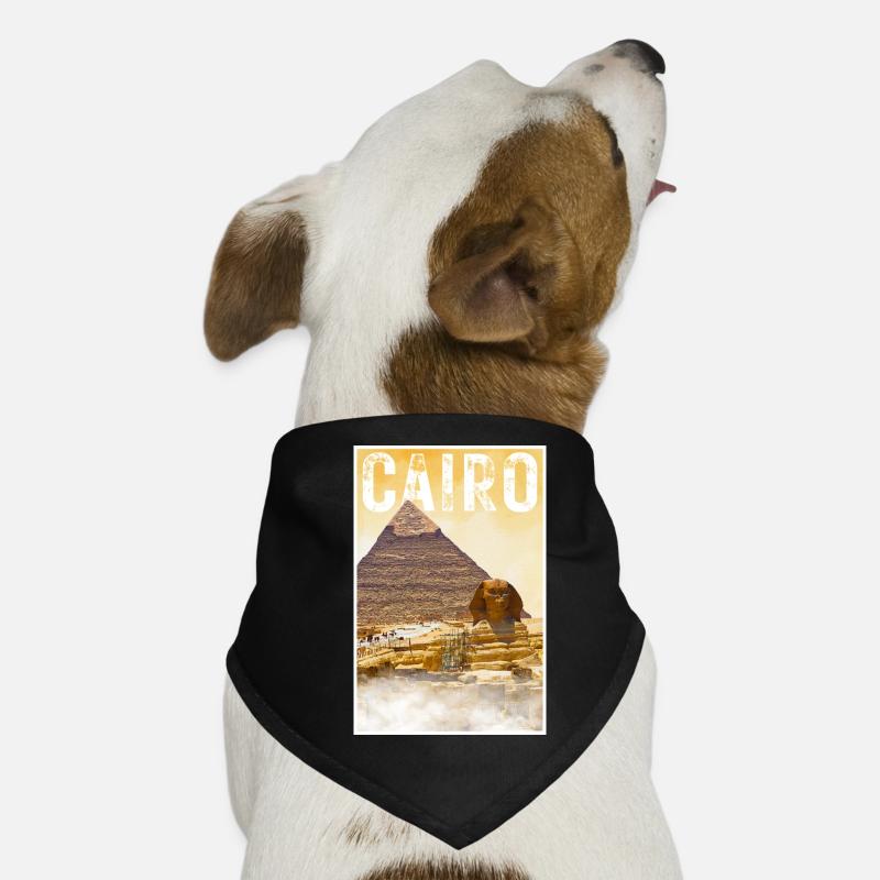 Affiche de voyage vintage du Caire avec pyramide et sphinx Bandana pour chien