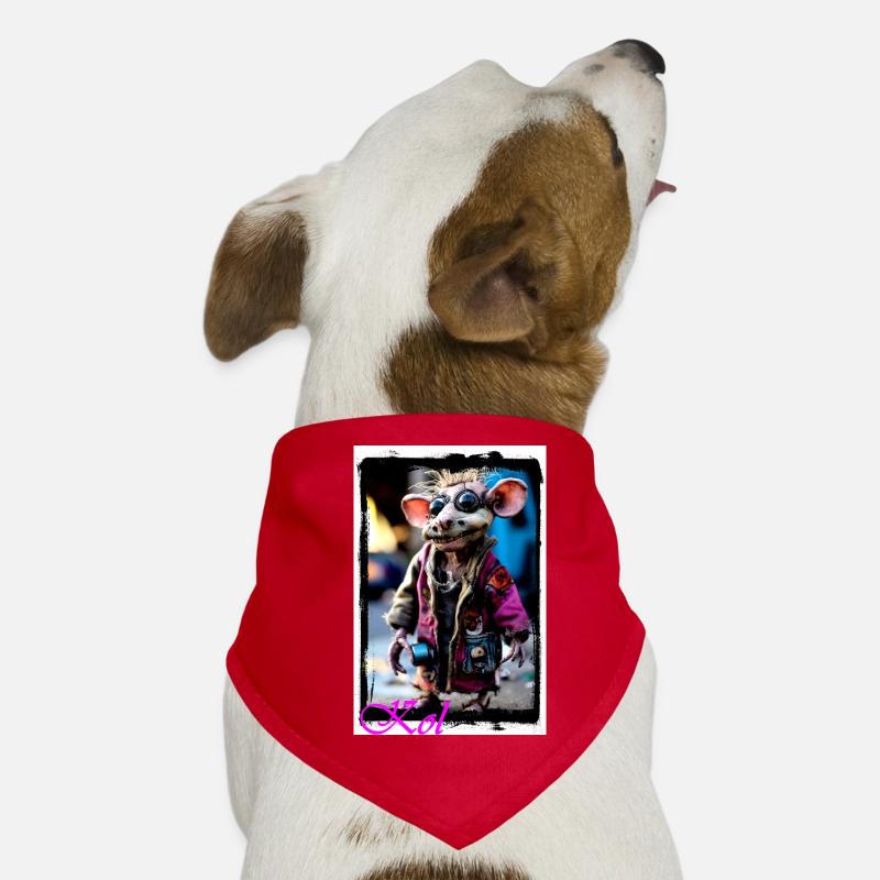 Bizarre mouse puppet as a punk with sunglasses Dog Bandana