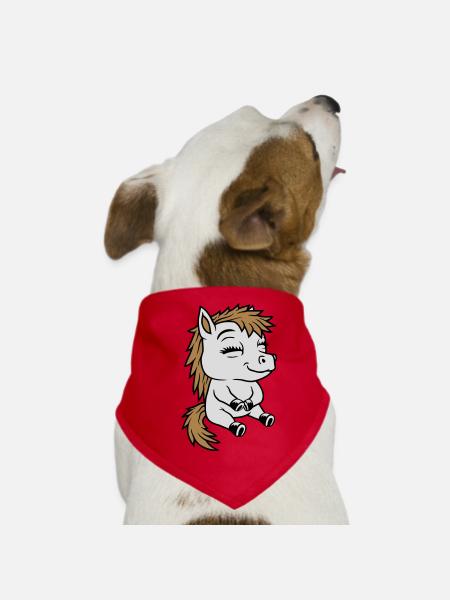 Small seated comic pony - Dog Bandana - red - Front