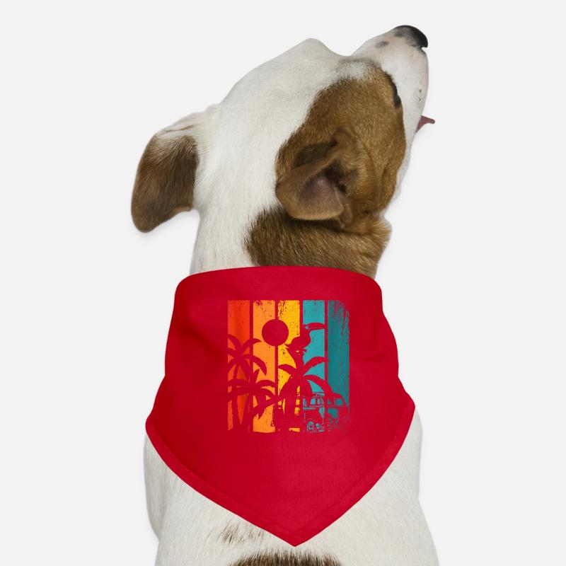 Retro Palm Trees Beach Summer Hunde-Bandana