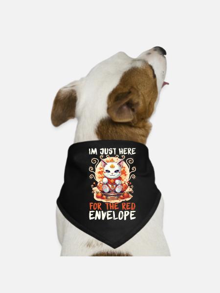 Chat porte-bonheur du Nouvel An chinois juste ici pour le - Bandana pour chien - noir - Devant