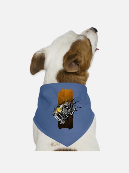 Inferno's Roar: Saber-Toothed Tiger with Glowing Y - Dog Bandana - red - Front