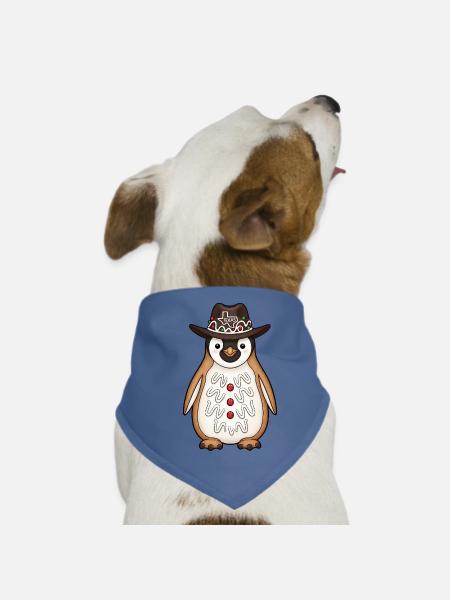 Niedlicher Pinguin Lebkuchenmann Cowboy Texas Hut - Hunde-Bandana - Rot - Vorne