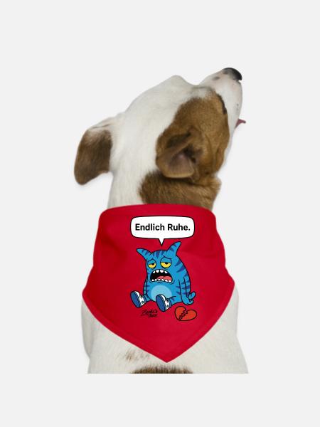 Peace at last. Separation, heartache? Zooki Monster - Dog Bandana - red - Front