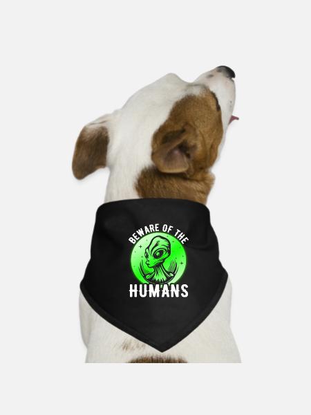 Alien, UFO, UAP, Space, Weltraum Flugobjekt - Hunde-Bandana - Schwarz - Vorne