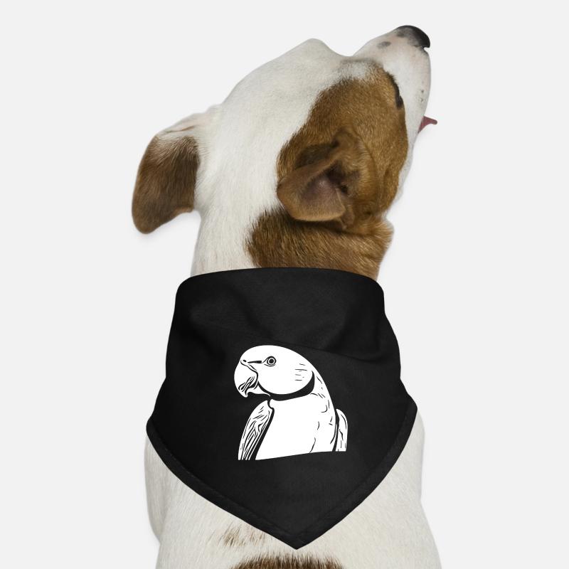 Collared Parakeet Portrait Vintage Parrot Drawing Dog Bandana