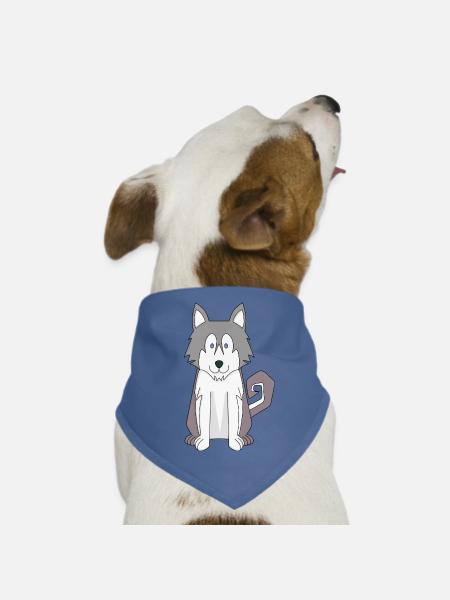 Chien Dessin animé Husky sibérien étonnant - Bandana pour chien - rouge - Devant