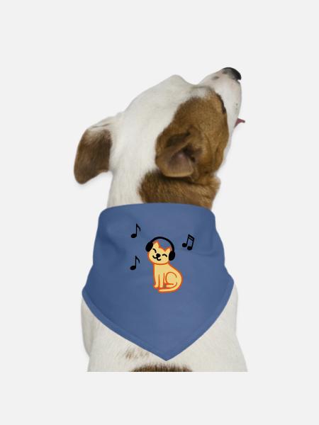 cat loves music, Katze liebt Musik - Hunde-Bandana - Rot - Vorne