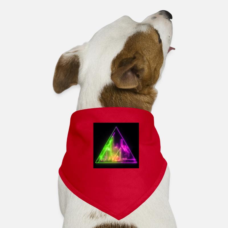Abstract neon lights triangle cityscape design Hunde-Bandana