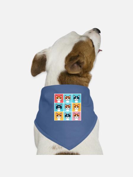 Niedliches Katzen-Farbmuster - Hunde-Bandana - Rot - Vorne