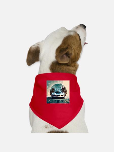 Miami Portal Escape (Miami Collection) - Dog Bandana - red - Front