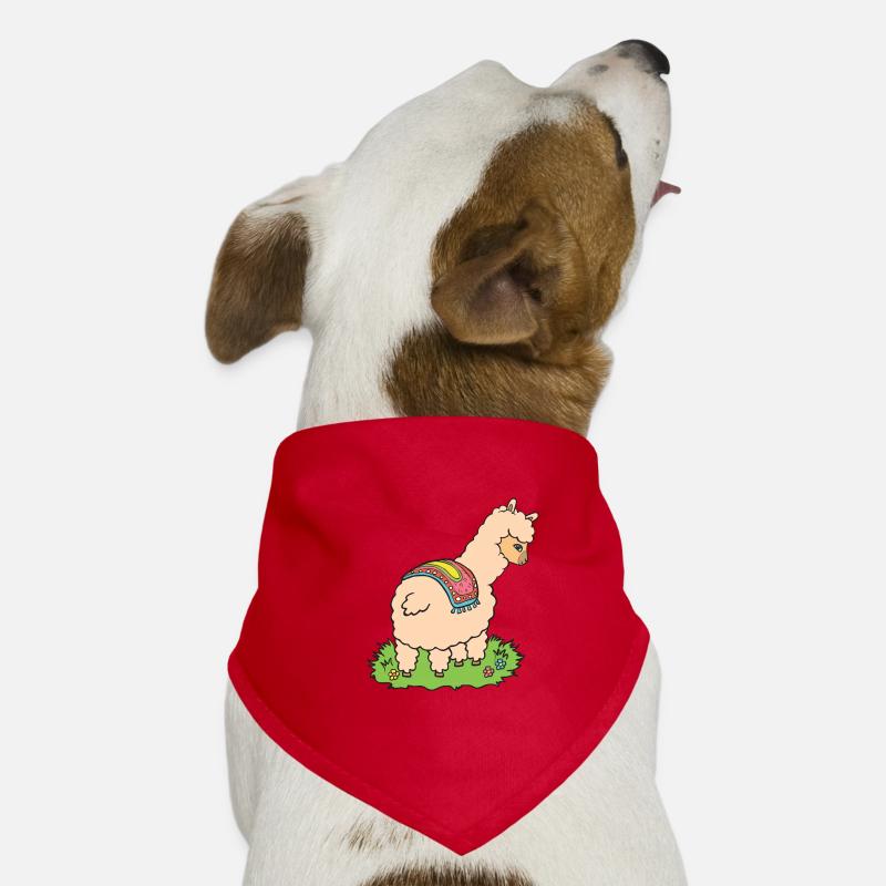 Alpaca on meadow. Dog Bandana