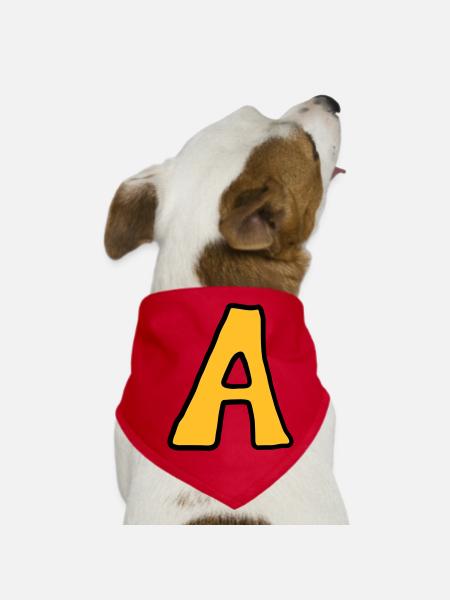 Letter A comic cartoon - Dog Bandana - red - Front