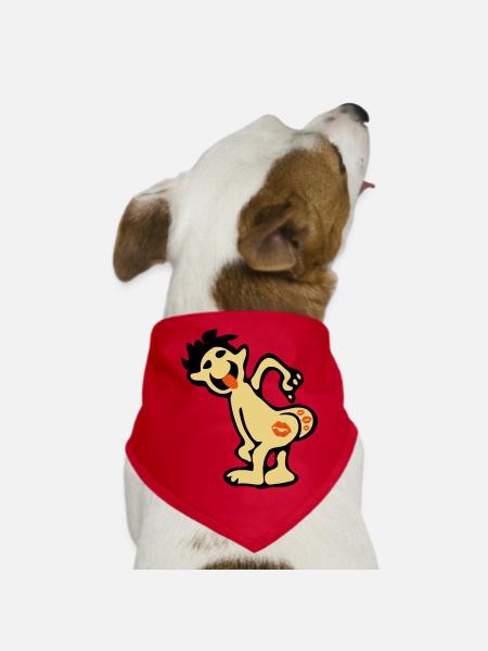 😘💋Kiss My Ass-Funny Comic Insult😂 - Dog Bandana - red - Front