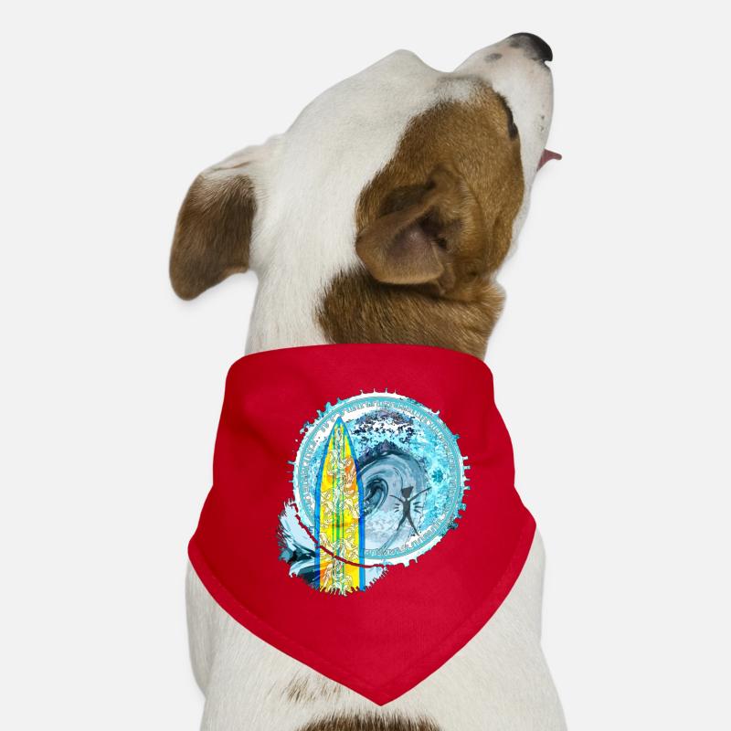 Motif de vague et de surfeur avec mandala Bandana pour chien
