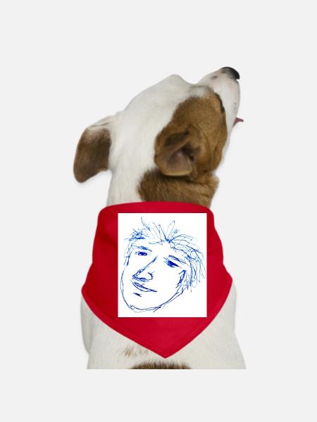 Quick Sketch Portrait Kinky Hair - Dog Bandana - red - Front