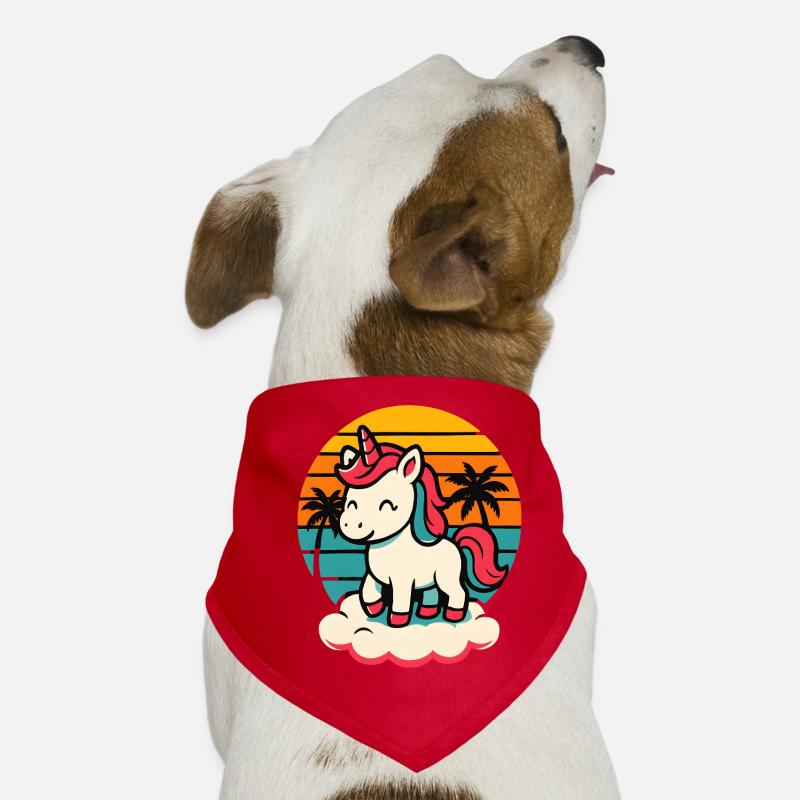 Retro Unicorn Shirt Sunset Palm Trees Cloud Dog Bandana