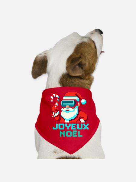 Santa Pixel VR Joyeux Noël - Bandana pour chien - rouge - Devant