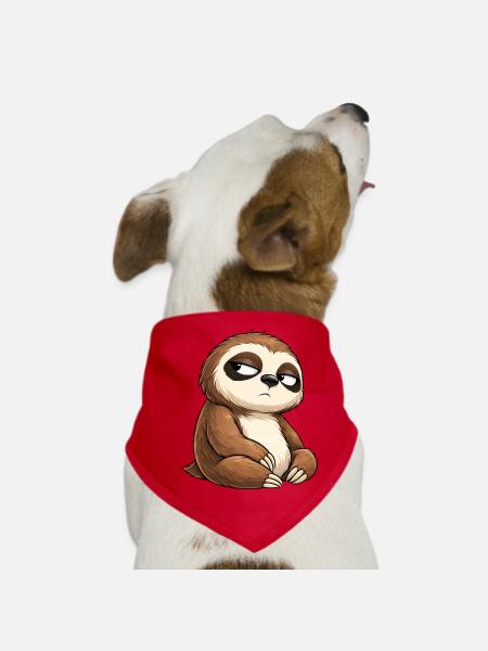 Sloth with tired look - Dog Bandana - red - Front