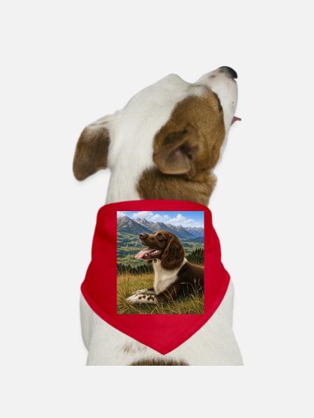 Berglandschaft Hundportrait - Hunde-Bandana - Rot - Vorne
