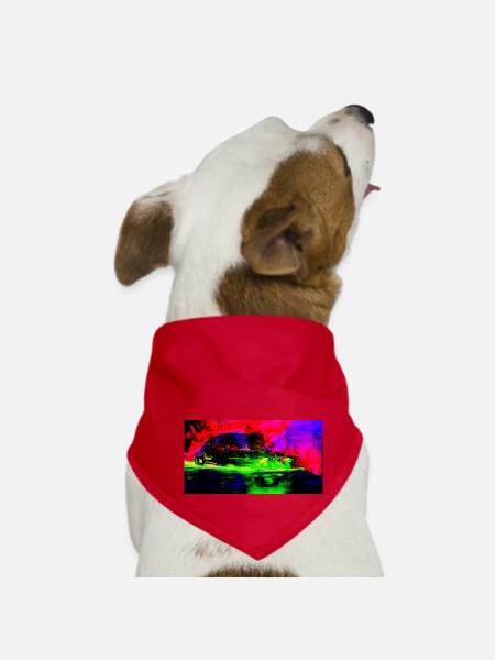 Neon Abstract Retro Car Design Coop Artist BiBi - Hunde-Bandana - Rot - Vorne
