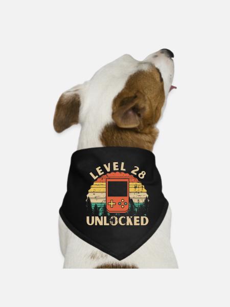 Level 28 freigeschaltet - Hunde-Bandana - Schwarz - Vorne