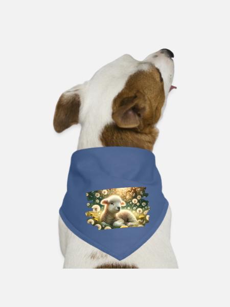 Traumhafte Frühlingsidylle mit Lämmern und Löwenzahn - Hunde-Bandana - Rot - Vorne