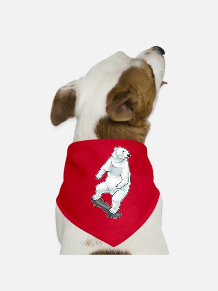 Eisbär Skater Skateboard - Hunde-Bandana - Rot - Vorne