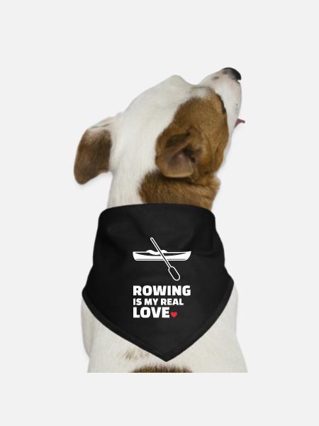 I love rowing - Dog Bandana - black - Front