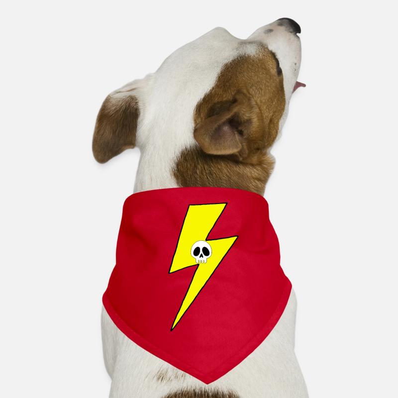 Gelber Blitz mit weißem Totenkopf Hunde-Bandana