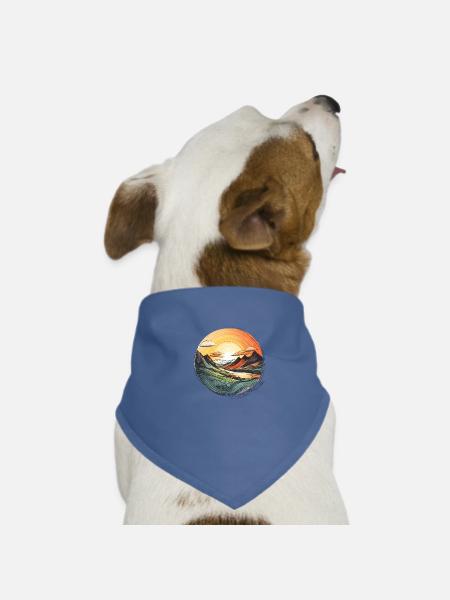 Picturesque mountain scenery, beautiful sunset - Dog Bandana - red - Front