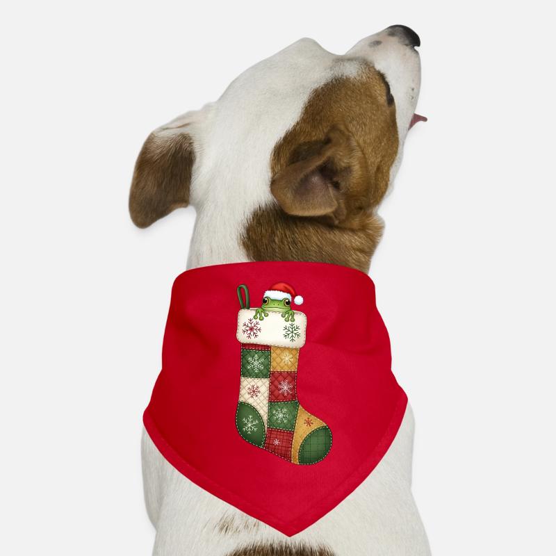 Dessin animé drôle chaussette de Noël avec grenouille Bandana pour chien