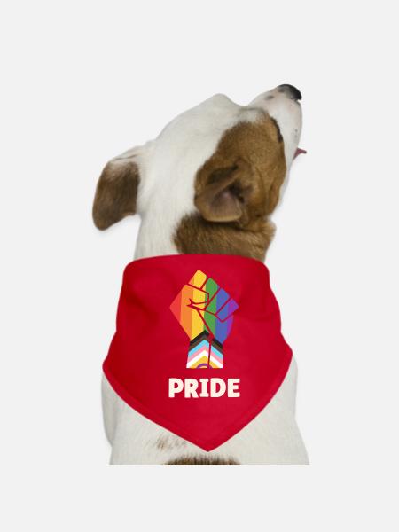Pride Progress Stolzes Faustdesign für Equality - Hunde-Bandana - Rot - Vorne