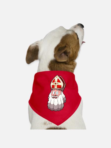 St. Nikolaus Gesicht - Hunde-Bandana - Rot - Vorne