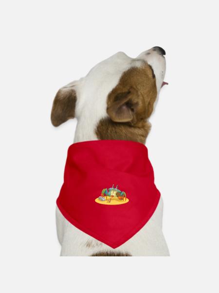 Crab musician with violin on the beach - Dog Bandana - red - Front