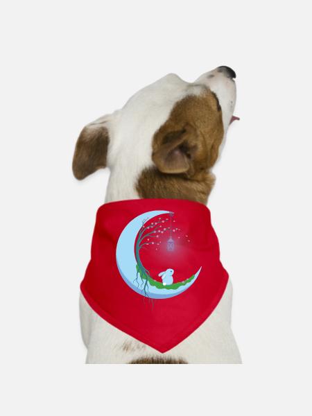 Mond Hase - Hunde-Bandana - Rot - Vorne