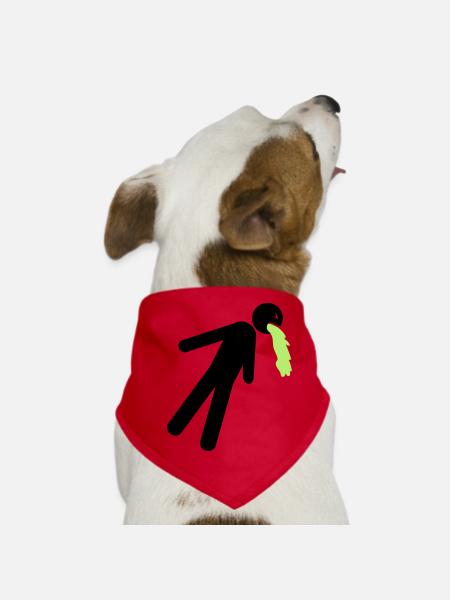funny puking vomit nausea hangover alcohol - Dog Bandana - red - Front
