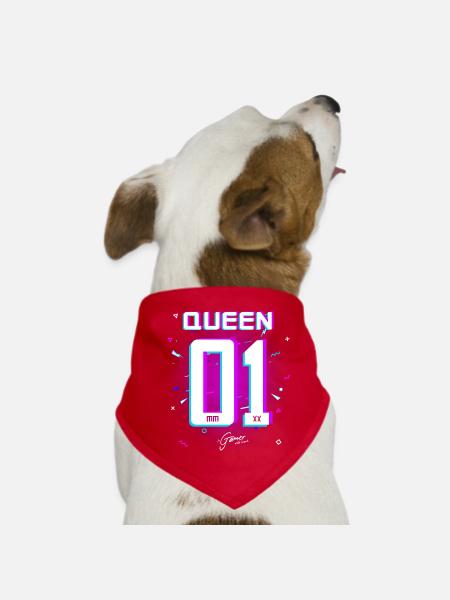 Gamer - King - Queen Idée cadeau cadeau - Bandana pour chien - rouge - Devant